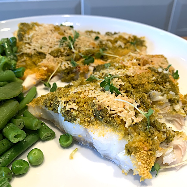 Pesto Crusted Cod