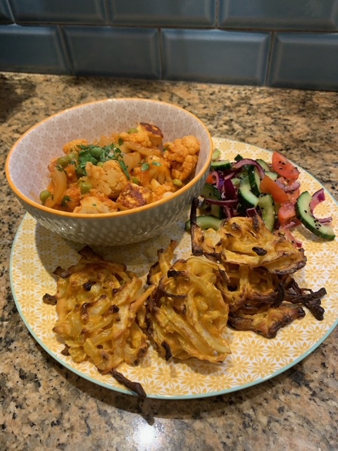 Paneer Curry with Onion Bhajis