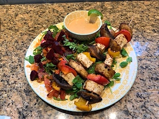 Portobello Skewers with Peanut Sauce