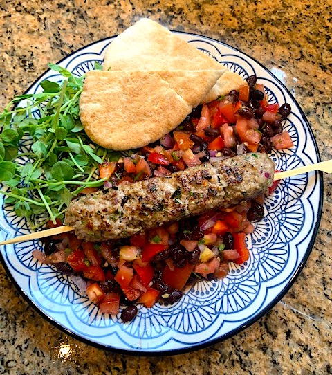 Lamb Kofta with Black Bean Salsa